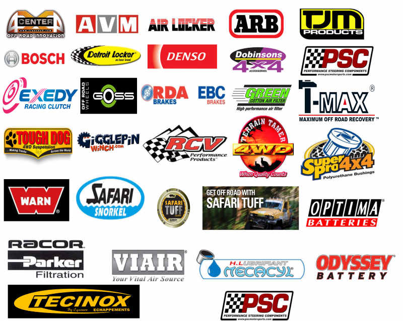 4X4 ARB TJM RCV TMAX WARN TECINOX DENSO GREEN PACOR PEDDERS DOBINSON TERRAIN TAMER SAFARI SNORKELL 